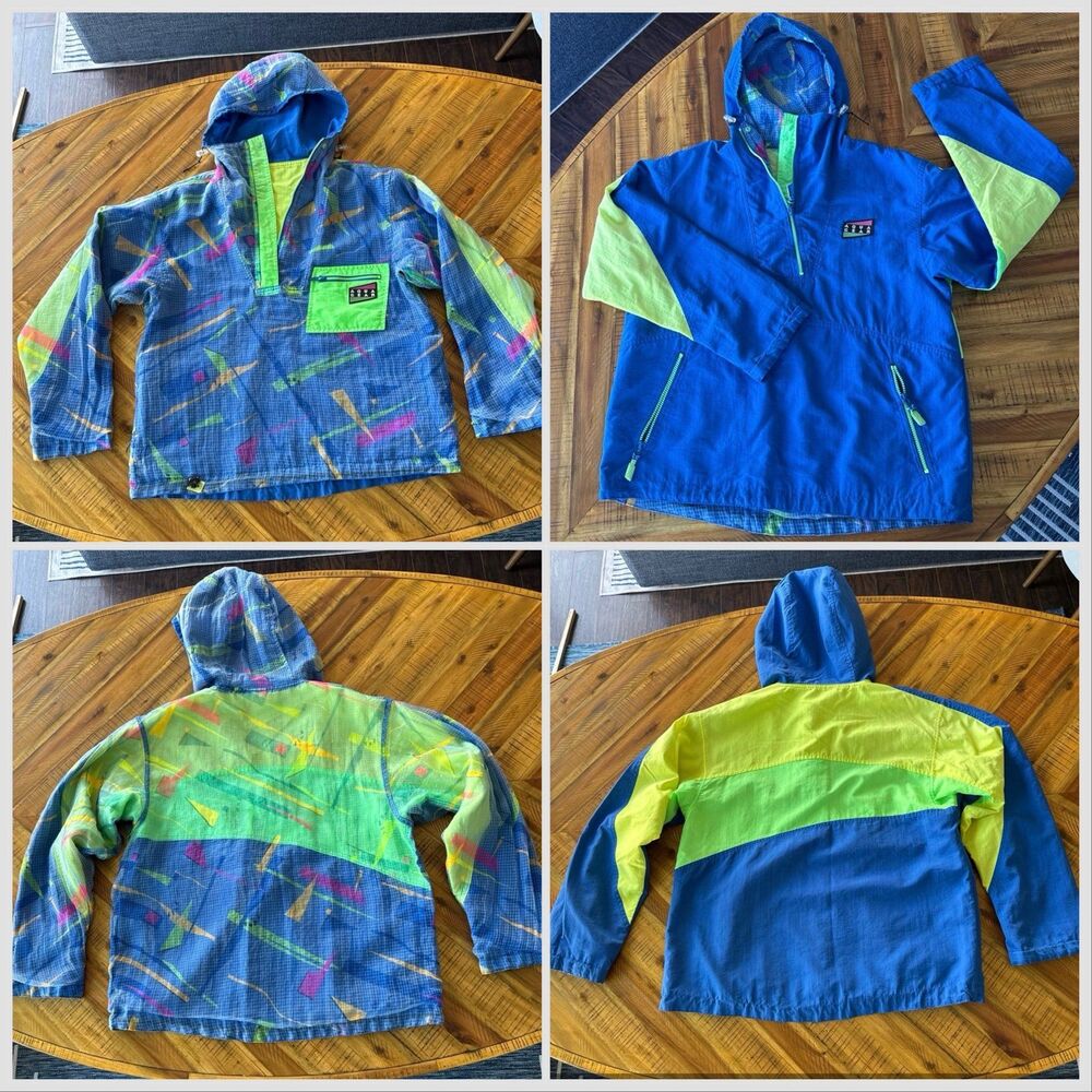 Vintage 90s Nike Aqua Gear Reversible Anorak Jacket Neon Blue Green Gorpcore Y2K